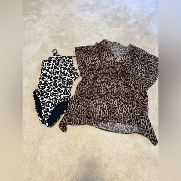 Christian LaCroix Swiminista sheer leopard swimsuit cover up M/L coverup swim - Picture 6 of 7